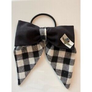 NEW The "Winner's Circle" Indy 500 Black & White Gingham Hair Bow Hair Tie